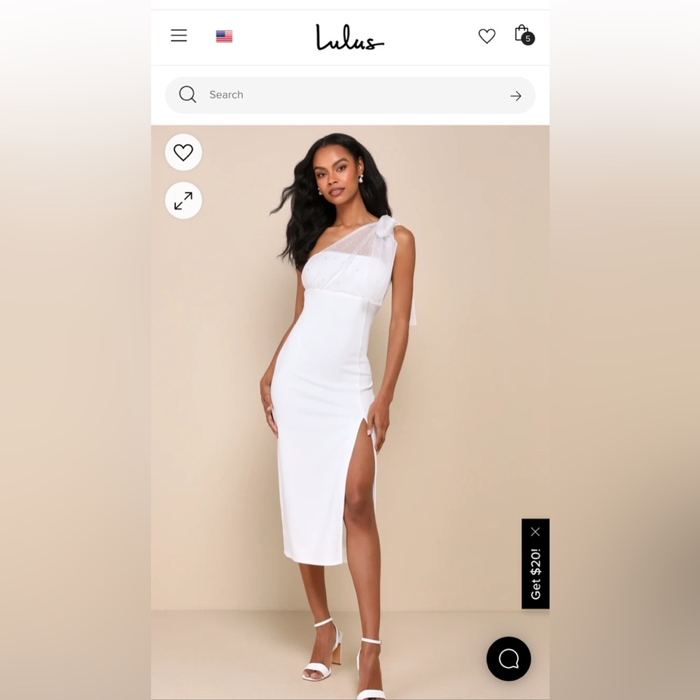LULUS MESH PEARL ONE SHOULDER MIDI DRESS